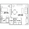 Maple one bedroom suite at Paul's Run retirement community; click this image to see enlarged floor plan