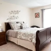 The bedroom in the apartments provides plenty of natural light.